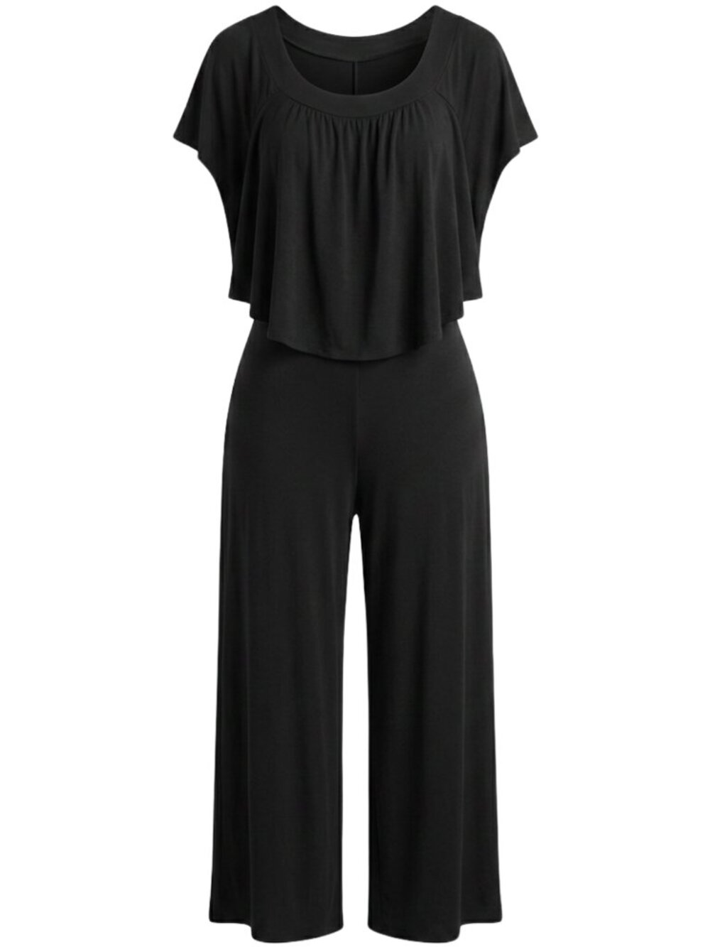 Black Knit Jumpsuit with Overlay